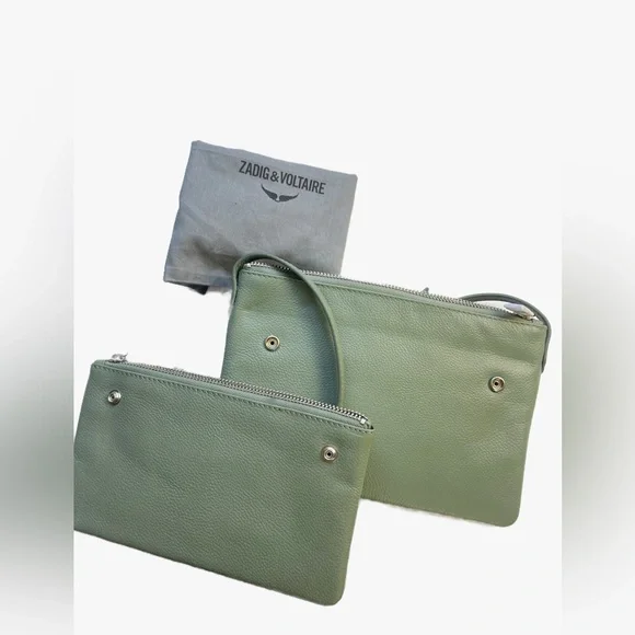 NWT Zadig & Voltaire Stella Wings Green Leather Crossbody Bag